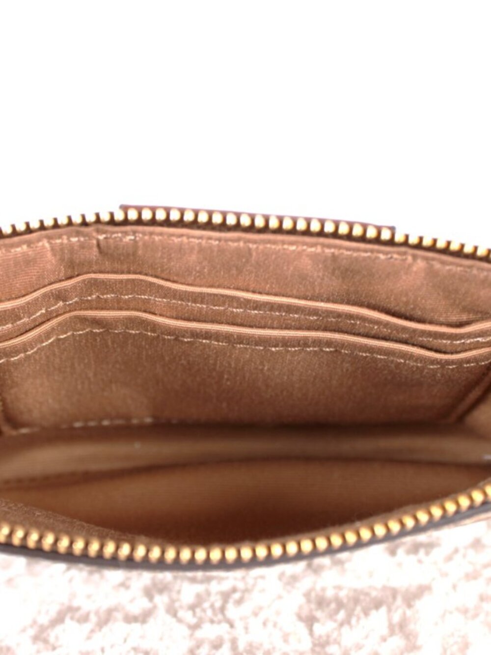 Coach Signature Canvas Zip Wristlet Wallet Tan Brown Leather Trim Gold Hardware - Picture 7 of 7
